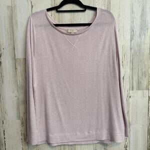 LOFT Women's XL Long Sleeve Light Pink Top Lightweight Casual